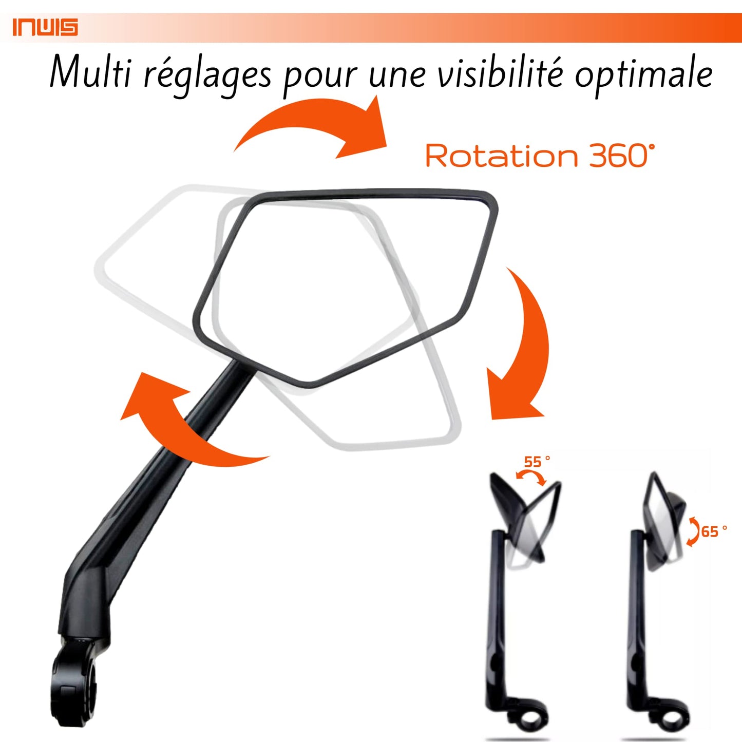 INWIS - Rétroviseur vélo et trottinette électrique  (ref : 01LS) coté gauche